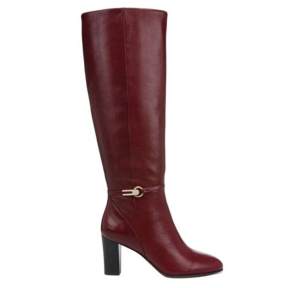 FRANCO SARTO / L-Palermo / Burgundy / Leather / Tall Boots With Block / Heel / S - Picture 3 of 10
